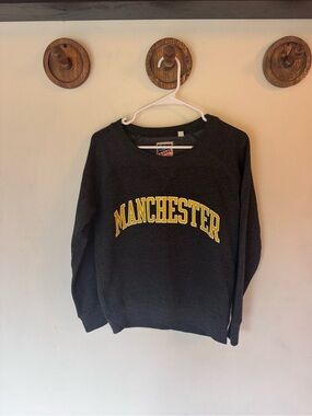 Manchester Dark Gray Crewneck Sweatshirt with Yellow Lettering medium